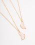 Goldair Gold & Pink Butterfly Necklaces 2-PACK