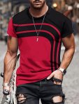 Men's Geometric Striped Novelty T-Shirt - Casual Summer Tee With Classic Pattern