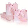 50PCS Pink Small Thank You Gift Bags Marble Pattern Party Favor Pink Bags With Pink Bow Ribbon Paper Bags For Birthday Wedding Bridesmaid