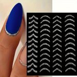 Golden & Silvery Glitter French Curve Nail Art Stickers - 3D Embossed Decals For Diy Manicure Scent-free Perfect For Hands Feet