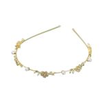 1 Pack- Floral Pearl & Crystal Headband- Gold