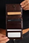 Tri-fold Geniun Leather Multiple Slot Card Wallet With Coin Pocket
