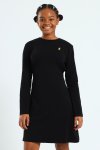 Polo Girls Emily Belted Long Sleeve Dress In Black - Black 9 To 10