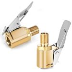 2PCS Locking Tire Air Chuck Brass Tire Inflation Hose Adapter Tire Nozzle With Tire Valve Threads Unscrewed Connection Converted