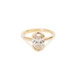 Partial Bezel Oval Natural Diamond Ring