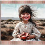 Printed Runner Girl With Pomegranate