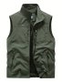 Zipper Pockets Cargo Vest Men's Casual Outwear Stand Collar Zip Up Vest For Spring Summer Outdoor Fishing Photography