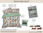 Kids Duvet Set Vintage Train Line