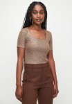 Sequins Square Neck Top - Taupe