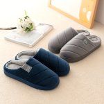 Men's Solid Color Slip On Thermal Slippers Comfy Non Slip Casual Durable Bedroom Shoes Men's Winter Indoor Footwear