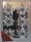Plastic Flower With Clip 9CM Set Of 6 - Silver