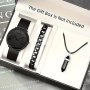 3PCS/SET Men's Fashionable Stainless Steel Watch With Durable Mesh Strap & Bracelet & Necklace Perfect For Valentine's Day Birthday Gift