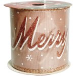 Merry Christmas Pink Glitter Ribbon 2.75 Meters