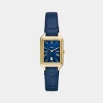 Fossil Raquel Gold Plated Stainless Steel Blue Leather Watch