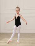 Stylish Cross Back V Neck Girls Dance Dress Kid's Cute Ballet Gymnastics Cami Leotard Dress For Practice Performance