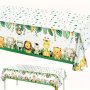 Jungle Theme Tablecloth - Lion Giraffe & Zebra Design | Ideal For Celebratory Gatherings | Durable PVC Material | 179.98x107.98 Cm