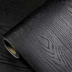 1 Roll Black Wallpaper Wood Peel And Stick Wallpaper - Black Wood Self-adhesive And Removable Wallpaper Vinyl For Countertop Fur