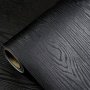 1 Roll Black Wallpaper Wood Peel And Stick Wallpaper - Black Wood Self-adhesive And Removable Wallpaper Vinyl For Countertop Furniture Kitchen Walls Realistic Wood