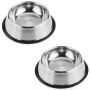 2X Stainless Steel 18CM Dog/cat Bowls With Rubber Non-slip Base