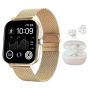 Women's Smartwatch & Bluetooth Earphones Value Set 1.83 HD Dual-strap Pro