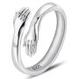 S925 Sterling Silver Hug Rings For Women Adjustable Hugging Hands Open Ring