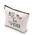 Wcgxko Best Tia Ever Tia Gift Auntie Gift Zipper Makeup Bags Travel Waterproof Toiletry Bag Accessories Best Tia