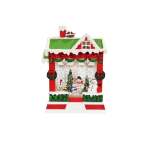LED Water Spinner Snowman With House 9.5X18X25.4CM