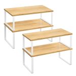 Songmics Cabinet Organizer Shelf Set Of 4 Kitchen Counter Shelves Kitchen Storage Spice Rack Stackable Expandable Metal And Engi