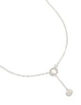 Silver Diamante & Pearl Link Chain Necklace
