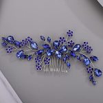 Beryuan Teardrop Flower Crystal Hair Comb For Women Cute Crystal Comb For Bride Blue