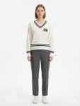 Sissy Boy Womens V-neck Cable Knit Jersey In White - White XL
