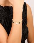Goldair Gold Heart & Black Stone Charm Bracelet