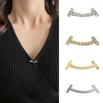1 2 4PCS Exquisite Rhinestone Buckles Golden silvery Metal Feeling Fixed Pins Women's Waist Safety Buckles