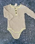 Cotton On Blue And White Striped Baby Grow With Green Trim 3 6M