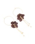 Goldair Gold Upside Down Brown Flower Chain Drop Earrings