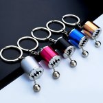 1PCS 3D Miniature Gear Stick Style Metal Keychain Blue