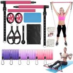 Pilates Bar Kit With Resistance Bands Olodeer Pilates Reformer Exercise Bar With Ab Roller At Home Workout Equipment Pilates Bar