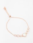 Rose Gold Plated Large Mother Of Pearl & MINI Cubic Zirconia Heart Toggle Bracelet