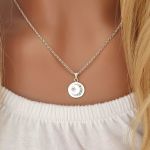Maya 925 Sterling Silver Cz Moon Necklace 12X12MM On A 45CM Rolo Chain