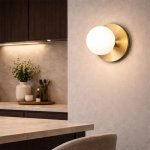 Sona Gold Metal And Opal Glass Wall Light