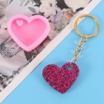 1 Pack Heart Shaped Epoxy Resin Silicone Keychain Mold Valentine's Day Mold Love Keychain Silicone Mold For Diy Keychain Decorat