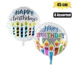 Balloon W stick Air Rnd Bday Asstd 45CM