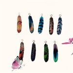 10-PIECE Set Feather-shaped Alloy Keychains And Pendants - Multifunctional Handmade Diy Craft Accessories For Bags Jewelry Anniv