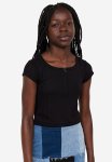 Pointelle Jersey Top - Black