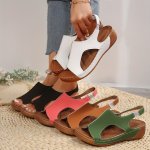Women's Elastic Wedge Sandals Soft Sole Platform Slip On Walking Daily Footwear Comfortable Open Toe Summer Shoes With Cut-out D