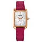 Women's Dress Classic Eco-drive Rose Gold-tone Pink Leather Watch