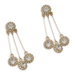 Goldair Gold Three Cluster Drop Earrings