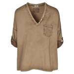 3 Button Detail Washed Top - Mocha Free