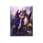 Diamond Painting Diy Kit Full Drill 40X30CM- Purple Dragon And Dark Angel