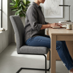 Modern Upholstered Dining Chair With Black Metal Sled Base